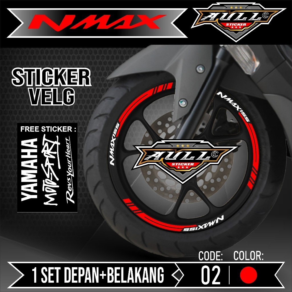 Sticker Velg Nmax Cutting Velg Motor Yamaha NMAX Old List Stiker Cutting Velk Ban Variasi Set Depan 