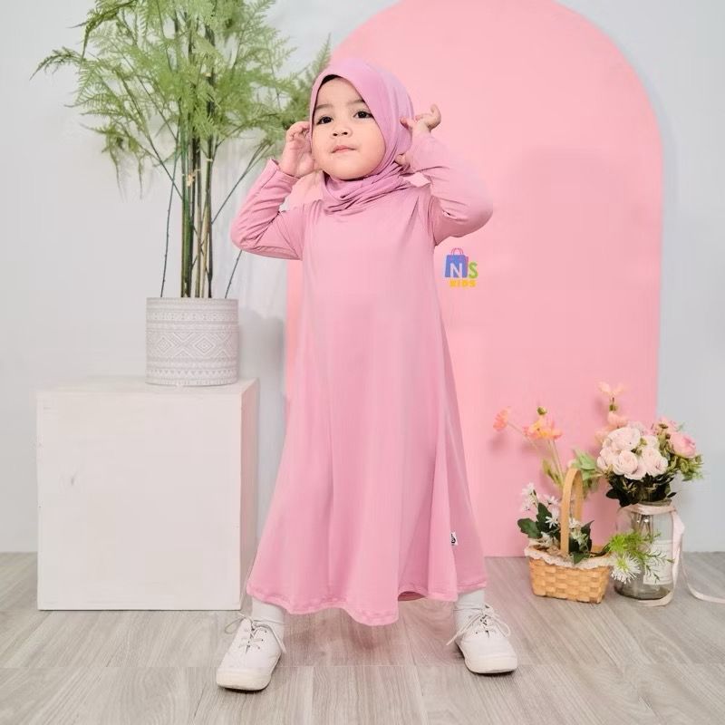 Baju INNER MANSET Gamis Lengan Panjang Jersey Perempuan Anak Remaja Dewasa Muslim Dress Jubah Pakaia
