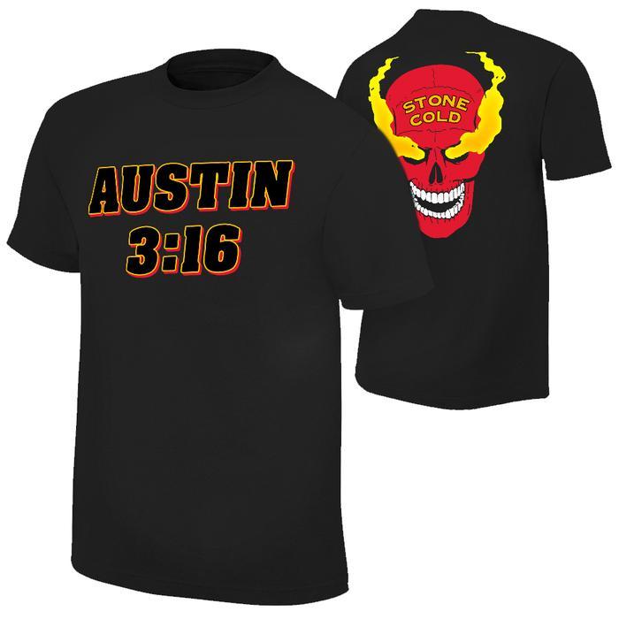 (COD) [KAOS 24's] WWE Stone Cold Steve Austin "Austin 3:16 Red Skull" T-Shirt - Hitam NSA, S