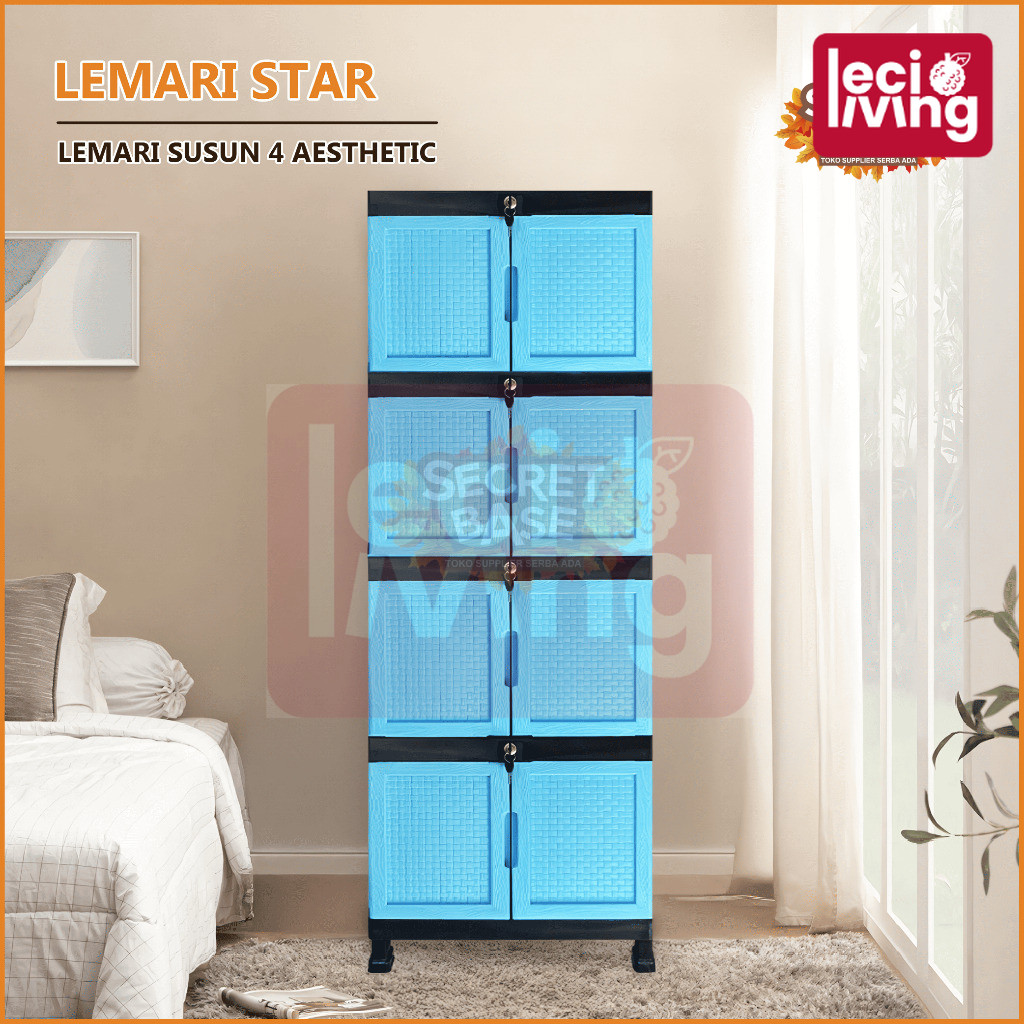 LEMARI STAR SUSUN 4 - Kunci / Lemari Pakaian Jumbo / Lemari Plastik Susun