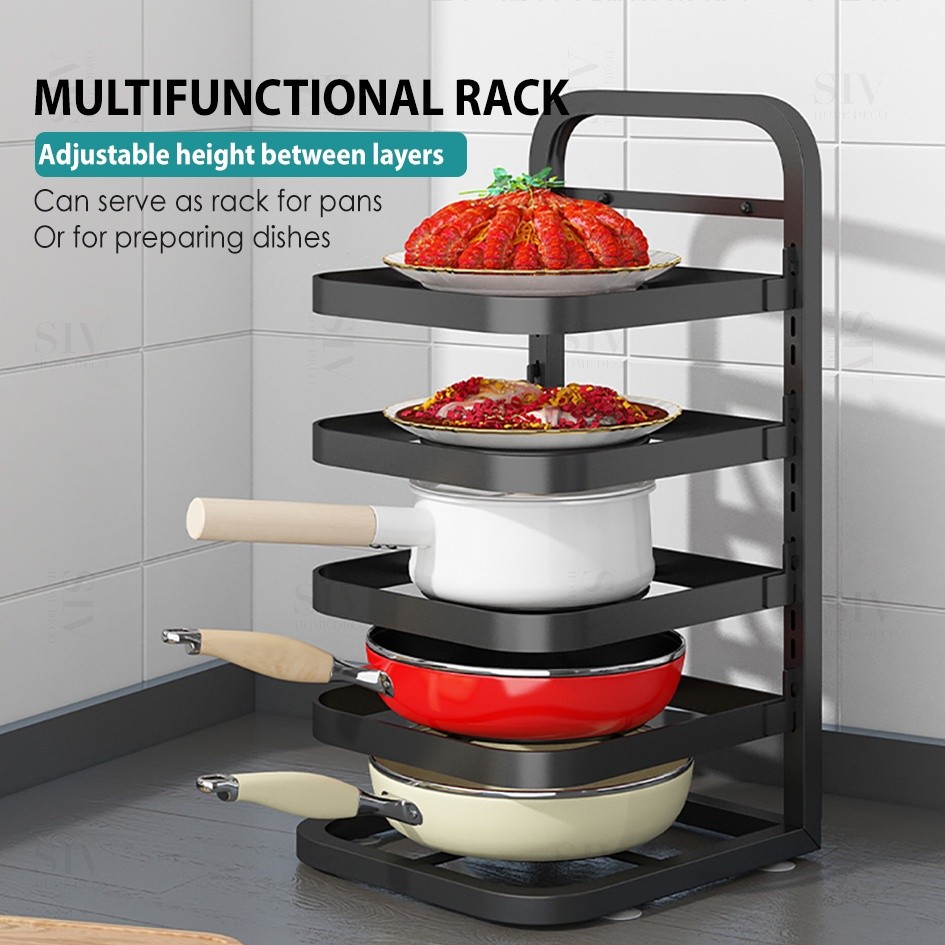 Rak Panci Bawah Kolong Dapur Rak Pot Stainless Steel Rak Panci Susun Rak Kolong Dapur Rak Adjustable