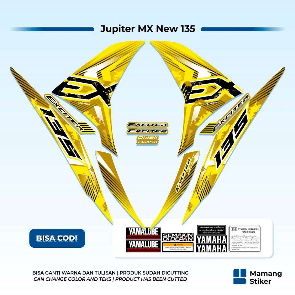 Striping Jupiter MX New 135 Malaysia Exciter Thailand Hitam Setiker Stiker Sticker List Lis Custom M