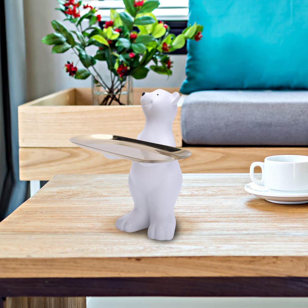 Polar Bear Key Holder Figurine Entrance Crafts Resin Table Sculpture Non-toxic Harmless Household Su