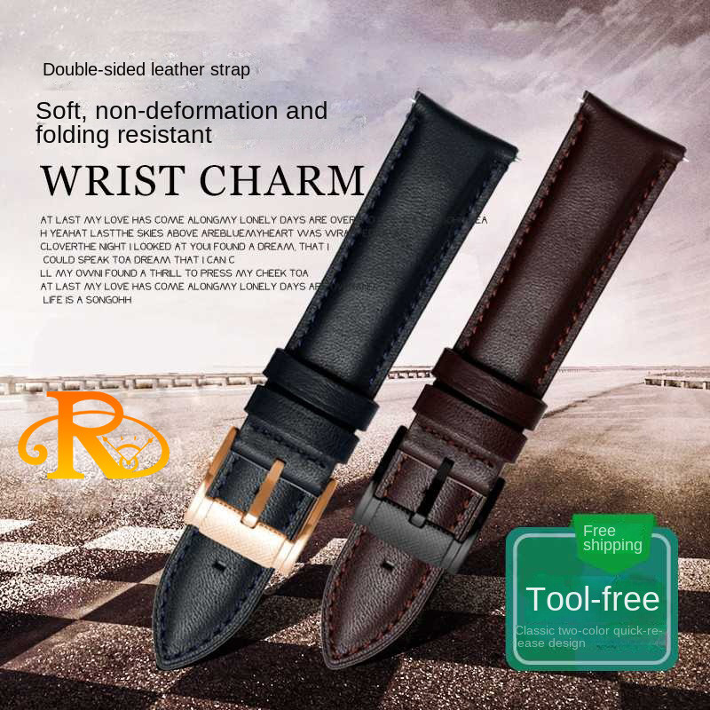 20mm 22mm Cowhide Genuine Leather Wat-bnd Strap For FOSSIL FS4835 FS5237 ME3052 FTW1114 Waterproof M