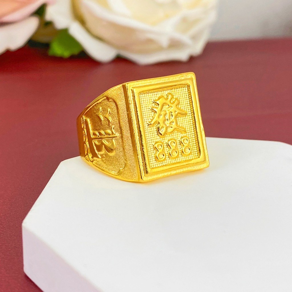 Luxury 24K 9999 Pure Gold real gold Ring Men's Opening Adjustable Ring