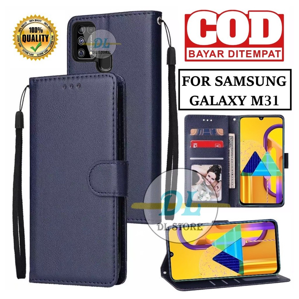SAMSUNG GALAXY M31 FLIP LEATHER CASE PREMIUM-FLIP WALLET CASE KULIT UNTUK SAMSUNG GALAXY M31 CASING 