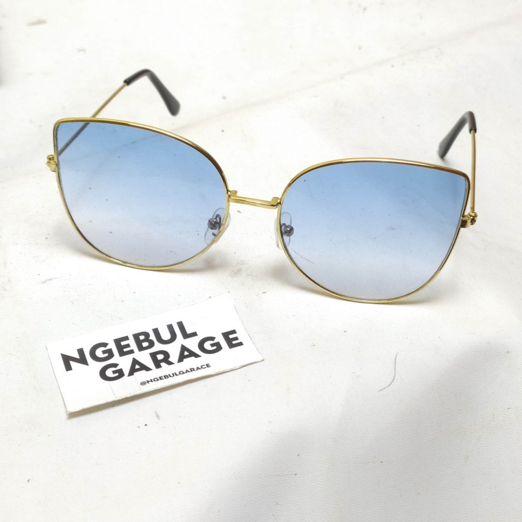 Kacamata Dewasa Premium Frame TITANIUM GOLD Kaca BIRU MUDA GRADASI