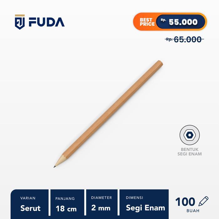 [ Promo ] || Fuda - Pensil Kayu Polos Serut / Pensil Kayu / Pensil Polos - Segienam