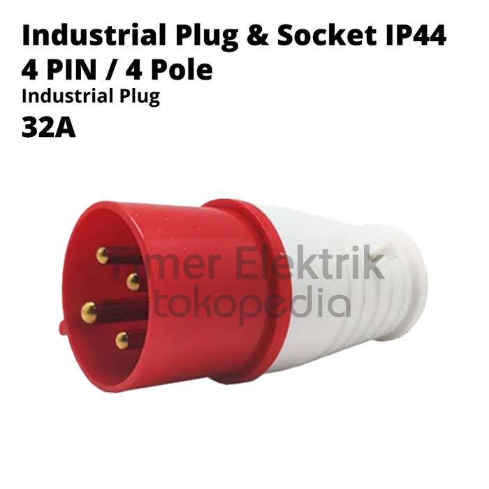Industrial Plug & Socket IP44 4 Pin / 4 Pole 32A Berbagai Variant - Industrial Plug