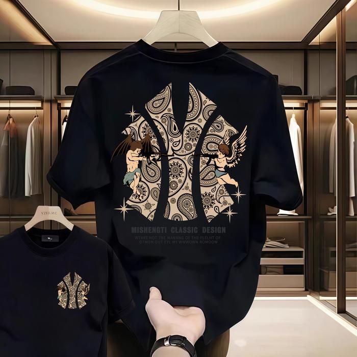 (COD) T-shirt musim panas Baru Terlaris High-end Tren Berat Kepribadian Pria Atasan T-shirt Lengan P