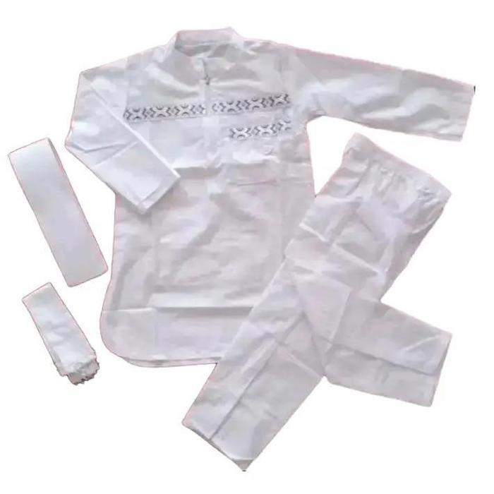Baju Setelan Koko Anak Pakistan Turki Putih Muslim Kurta Polos Anak Laki-Laki Katun - Cocok untuk Ke