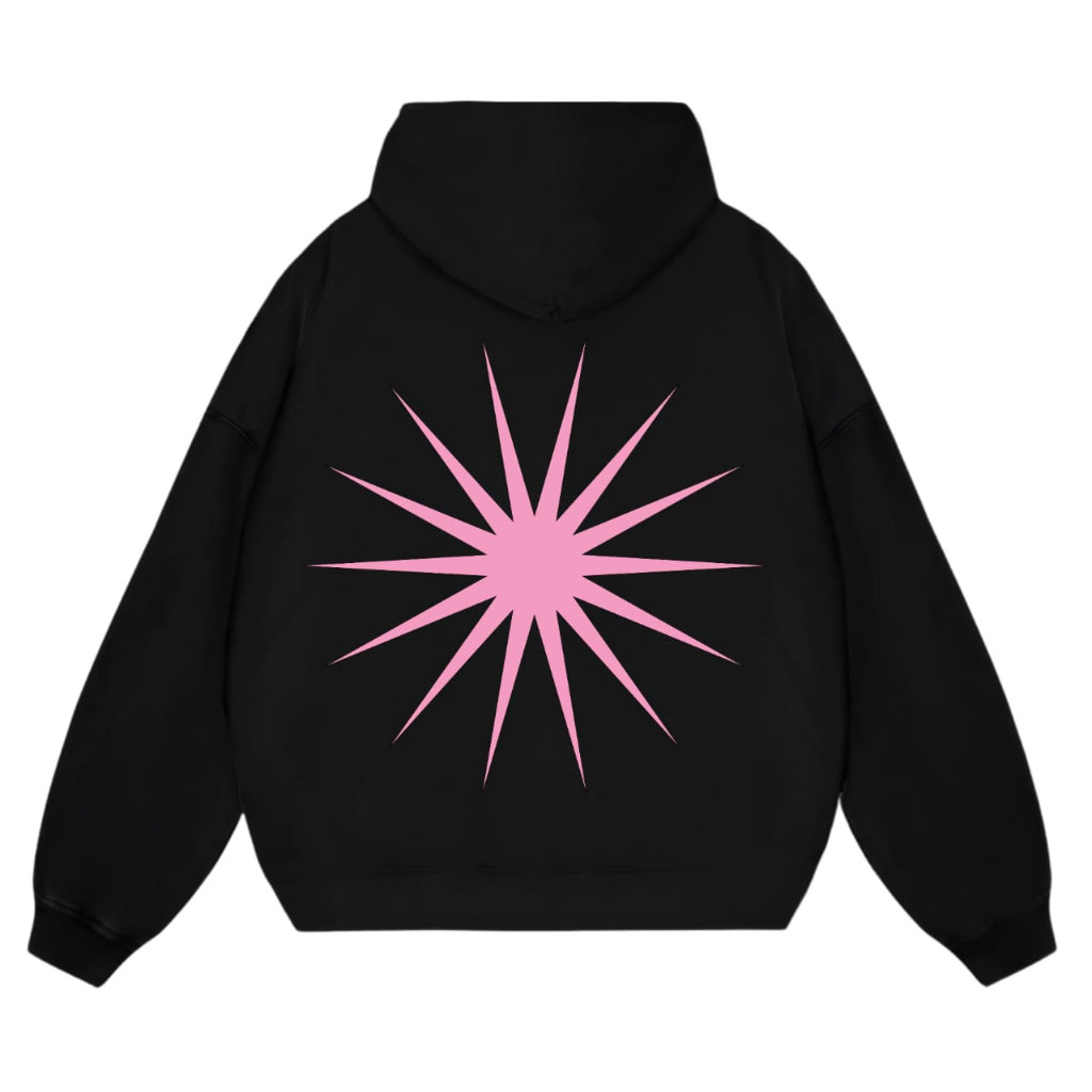 New Lettucy Hoodie Boxy Fleece Cotton Cvc [ Hoodie Boxy Pink Circle puff