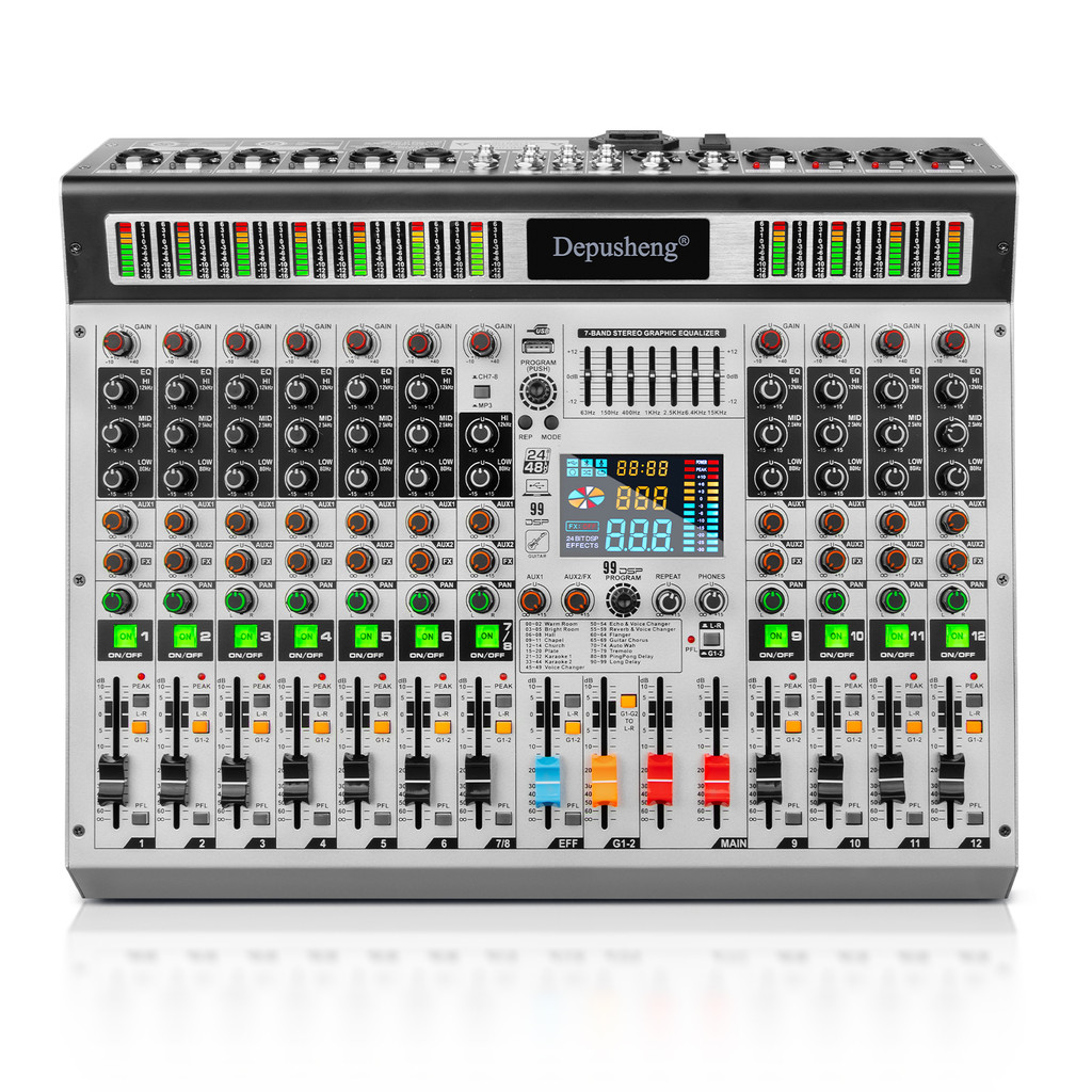 12Channel Mixer Depusheng Professional audio mixing 99 DSP digital effects audio console mixer DJ Au