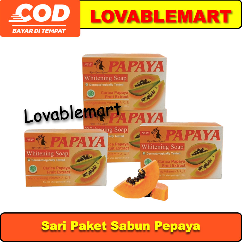 Lovablemart Sari Bundling Sabun Papaya RDL Original extract Carica pepaya BPOM 135gr
