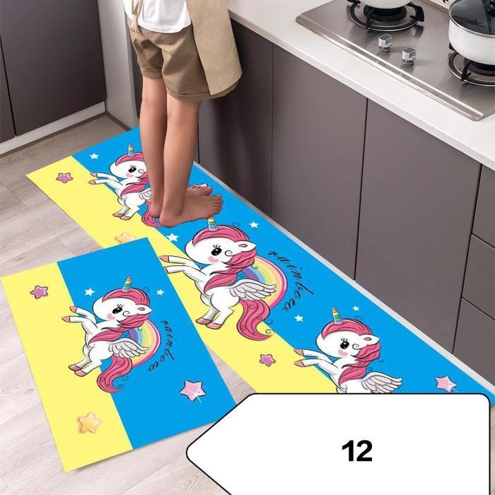 KESET DAPUR 2 IN 1 ANTI SLIP KITCHEN SET MEMORY FOAM KESET LANTAI KARPET Kotak-kotak Anti selip Dala