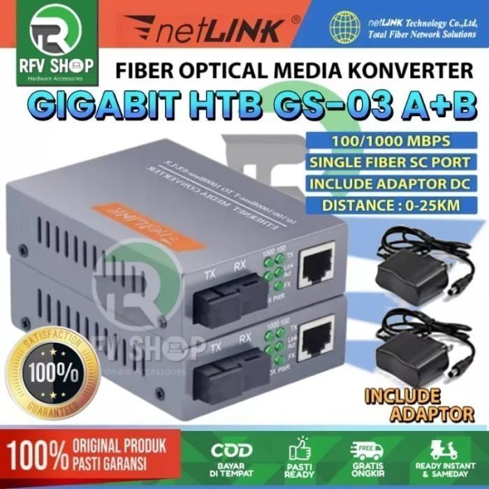 GIGABIT MEDIA CONVERTER 4 FO 8 LAN FIBER OPTIK SWITCH KONVERTER HTB - HTB GS03 A+B