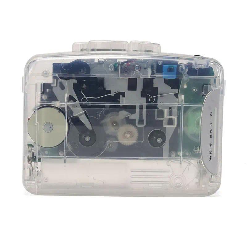 A23F-Transparent Cassette Player Portable Headphones Portable Radio Cassette Listening Player Tape P