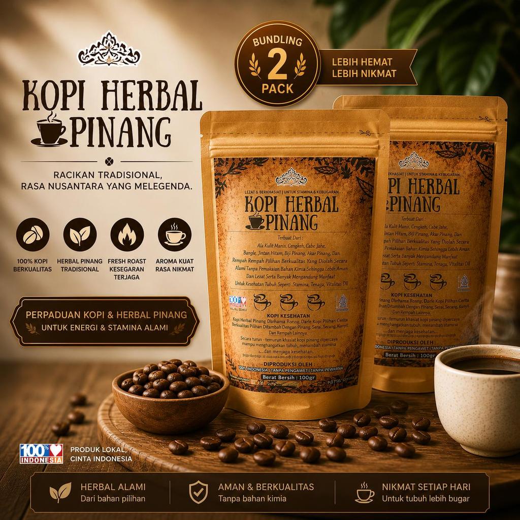 Bundling 2 Pcs Kopi Herbal Pinang 135gr Kopi Kesehatan Stamina Pria Dewasa Kopi Pinang Muda pilihan