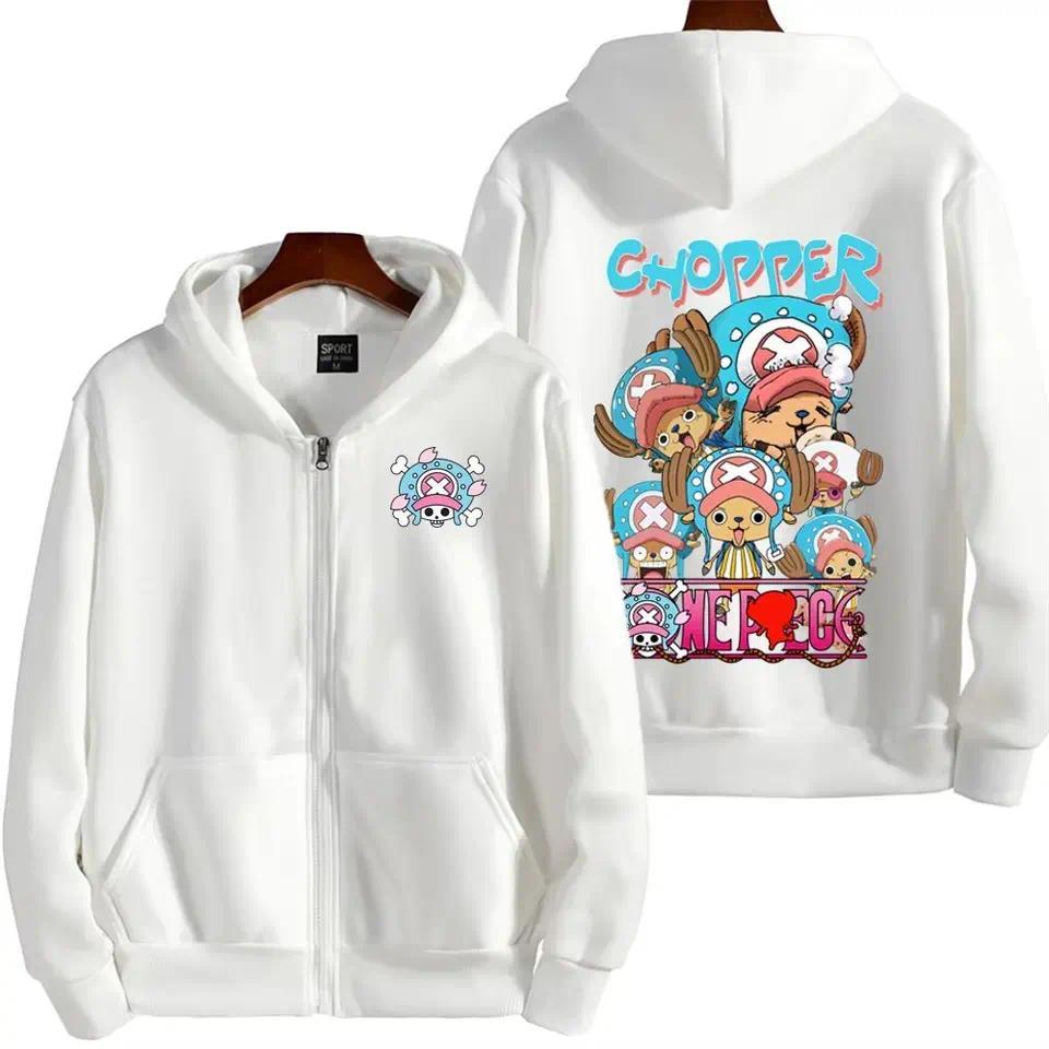 Jaket One Piece Anime Print Zipper Hooded Jacket chopper