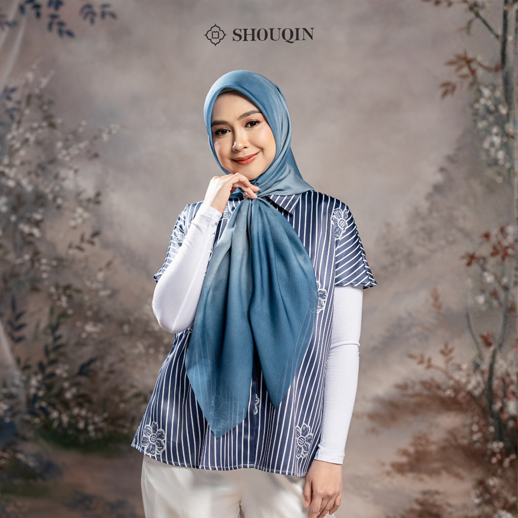 SHOUQIN Amber Shirt - Kemeja Blouse Motif Garis Wanita Casual