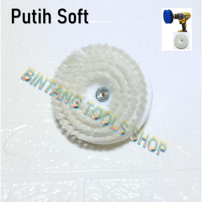 Sikat Mata Bor Untuk Sofa dan Karpet Round Brush Sikat Lembut - Putih - Soft