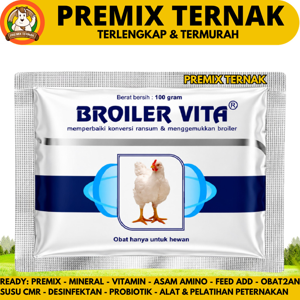 BROILER VITA 100 GRAM - Vitamin Ayam Broiler Pedaging - Vitamin Penggemuk & Mempercepat Pertumbuhan 