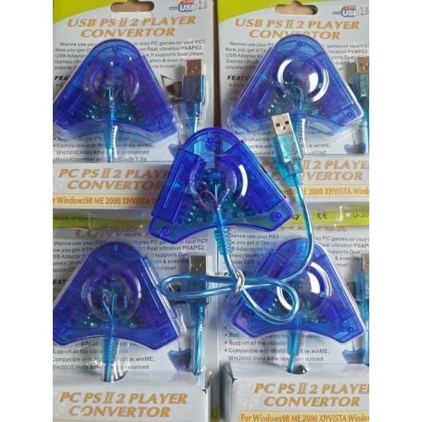 Konverter Converter Konektor Stik Stick Controller PS2 PS3 USB Double Slot untuk Sambungan Stik PS2 