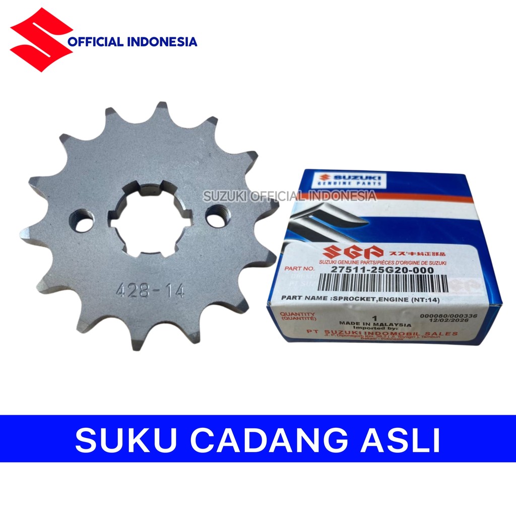 SGP Gear Depan 14T 428 Suzuki Satria FU150 FU FI GSX-R150 GSX-S150 Bandit 150 Original 27511-25G20-0