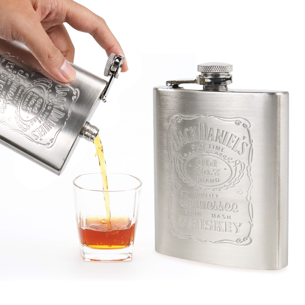 Hip Flask Stainless Steel Botol Minum Liquor Whiskey Vintage 7oz Jack Daniel - H-7
