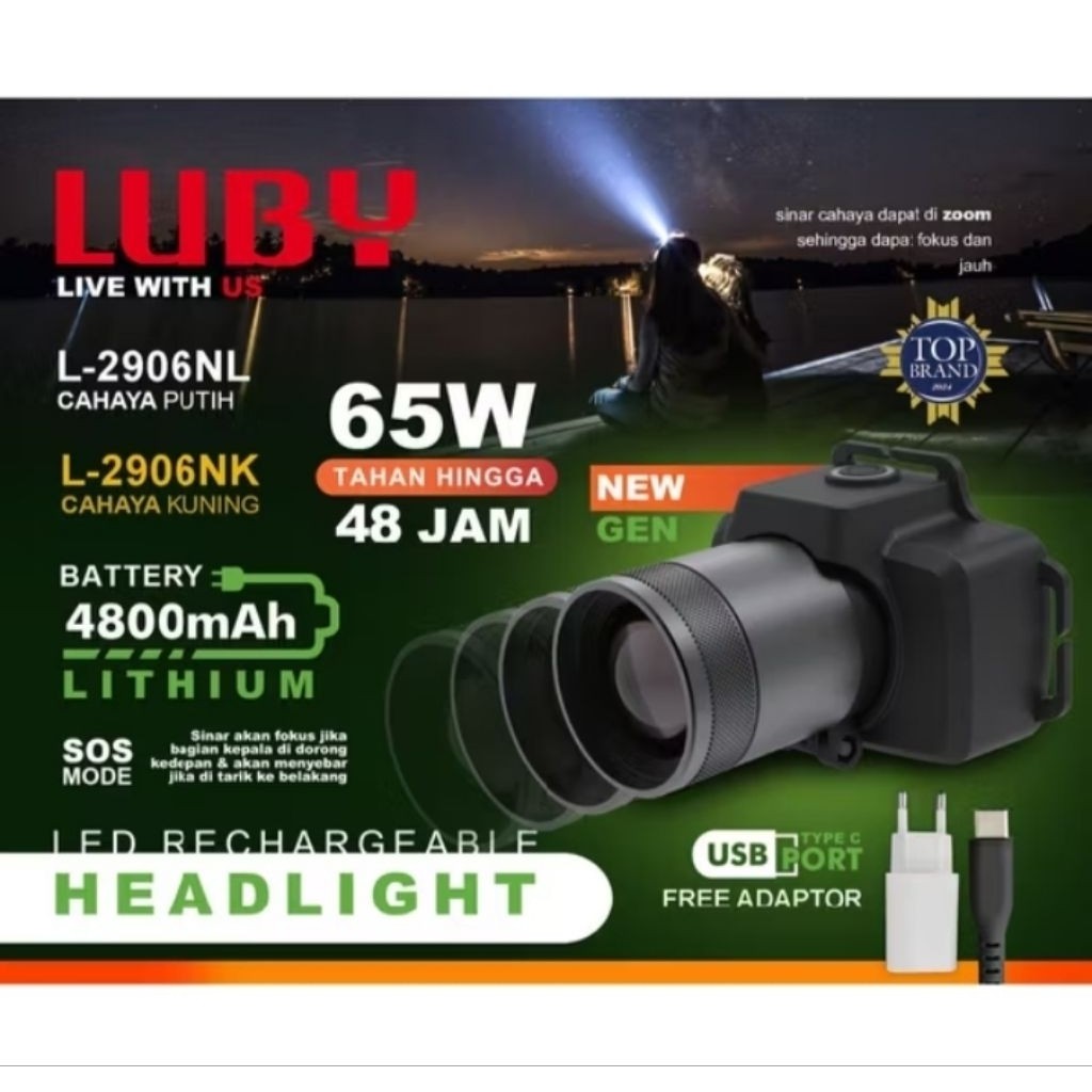 SENTER KEPALA LUBY ZOOM 65 WATT L-2906