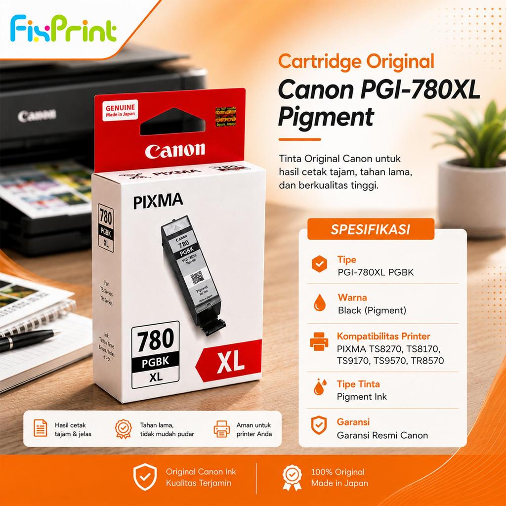Cartridge Canon PGI 780XL PGI780XL Original Pigment Black For Printer PIXMA TS8270 TS8170 TS9170 TS9