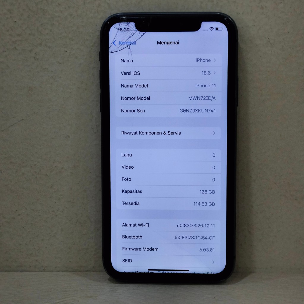 (N741-4) IPHONE 11 RAM 128GB (DIGIMAP) ID/A, BATANGAN NO CHARGER "137070"