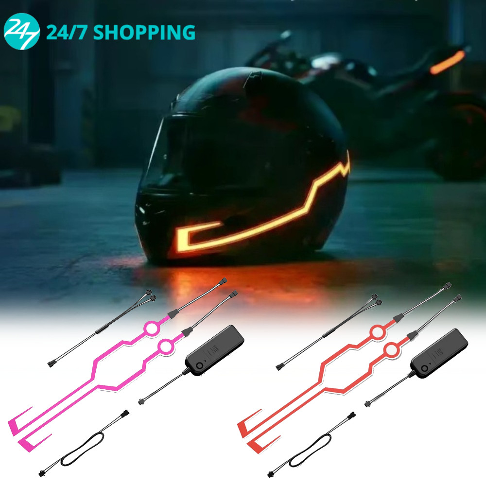1Set Lampu LED Helm Motor Sein Strip Stiker Helmet Neon Light Waterproof Universal