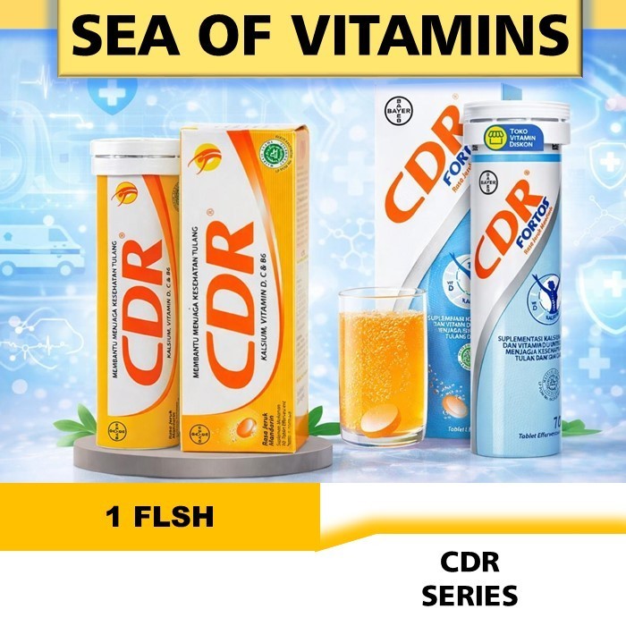 1 PCS CDR EFFERVESCENT / CDR FORTOS RASA JERUK KALSIUM TULANG ISI 10 VITAMIN C / KALSIUM SUPLEMEN IB