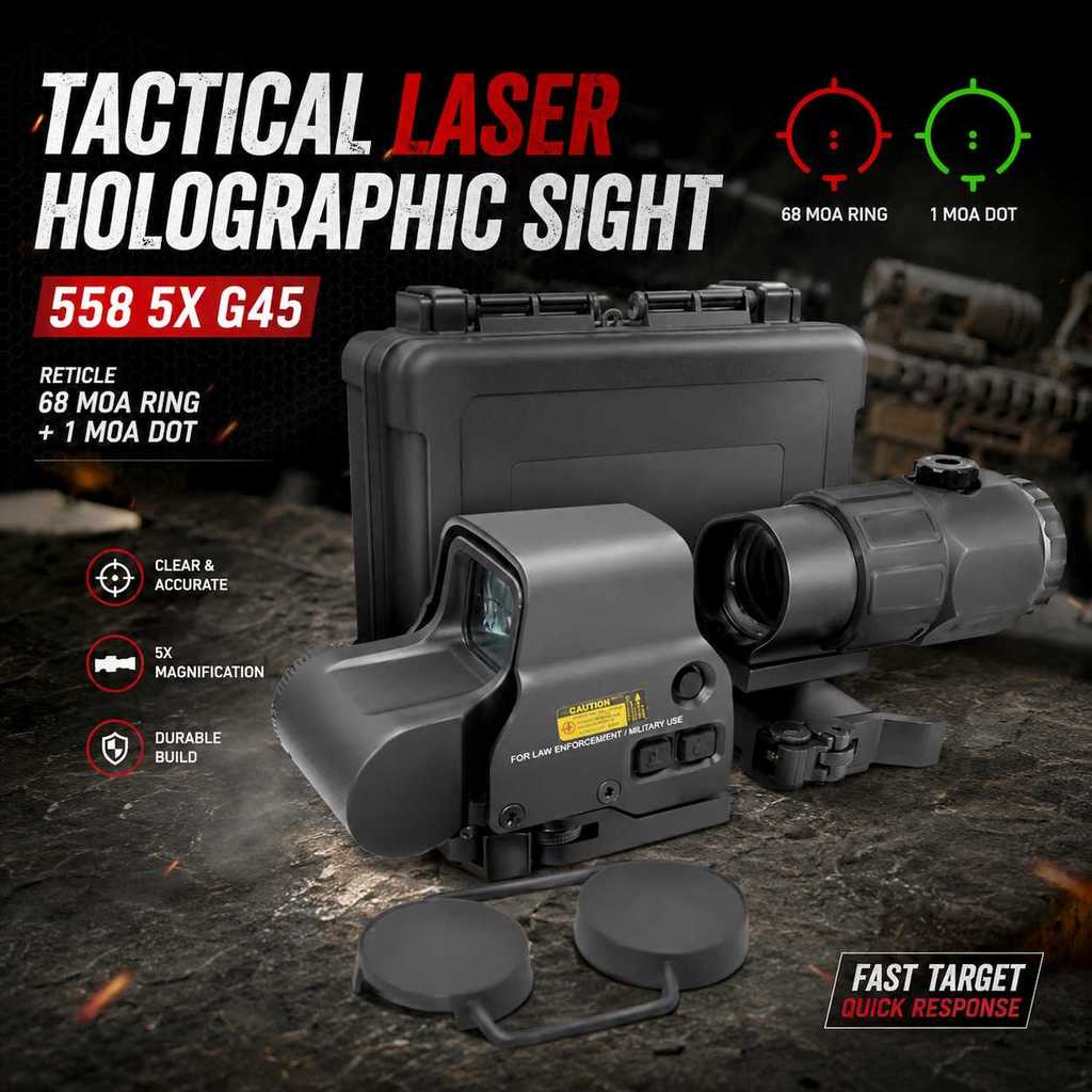 EOTECH Tactical Laser Holographic Sight 558 5x Magnifier G45 - 112113