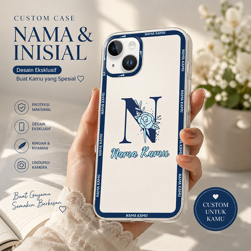 LORENACASE Case HP Custom Nama & Inisial Untuk SAMSUNG A57 - A37 - A56 - A55 - A54 - A53 - A52 - A52
