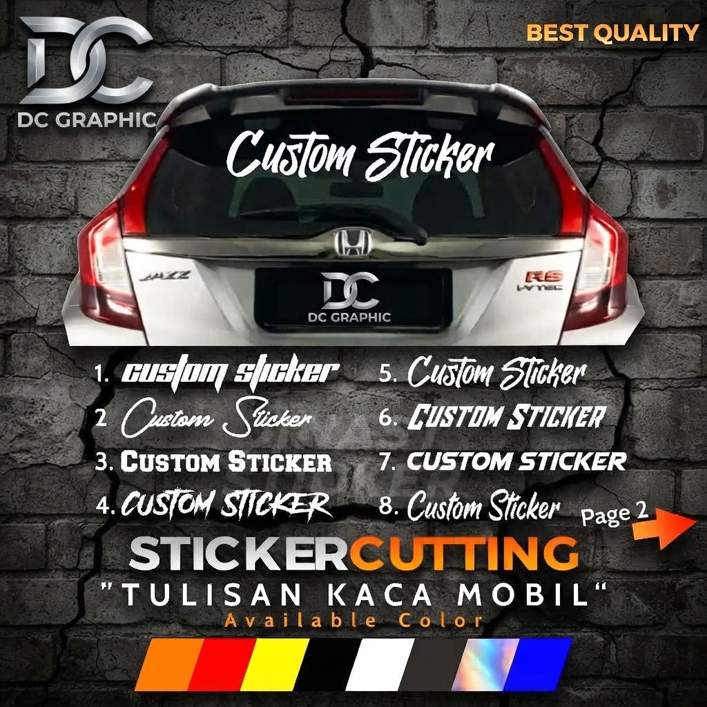 Sticker Cutting Tulisan Kaca Mobil / Stiker Custom Kaca Belakang Mobil