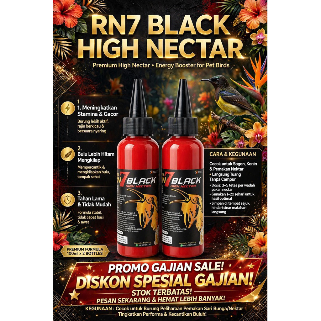 RN7 BLACK NEKTAR SPESIAL SOGON NEKTAR PAKAN TANPA KROTO HARIAN
