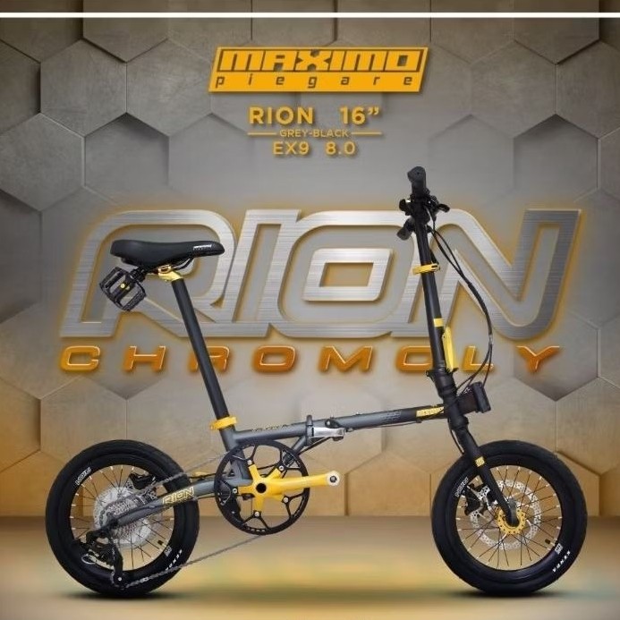 MS Sepeda Lipat 16 Inch MAXIMO Piegare Folding Bike 9 Speed RION Chromoly  EX9 8.0