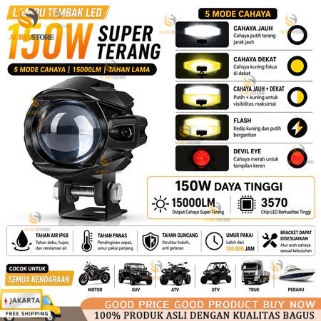 Lampu LED Motor 150W Cut Off Tembak Laser High Low Beam 2