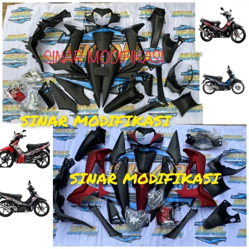 Full set cover body halus dan kasar honda supra x 125 r / 125 batman 2008 2012 karburator warna hita