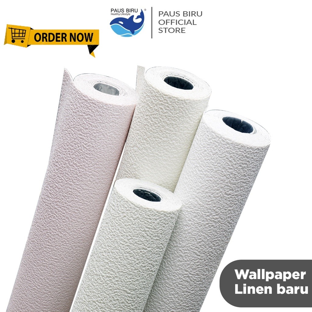 Paus Biru - Wallpaper Dinding Linen Roll Wallpaper foam Dekorasi Kamar wallpaper coral A12