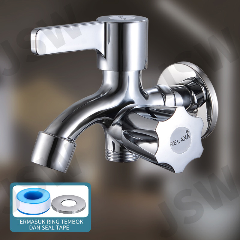 KERAN AIR Kran Cabang 2 DUA Engkol Baling Keran Shower Multifungsi Keran Cabang FULL 100% BESI RELAX