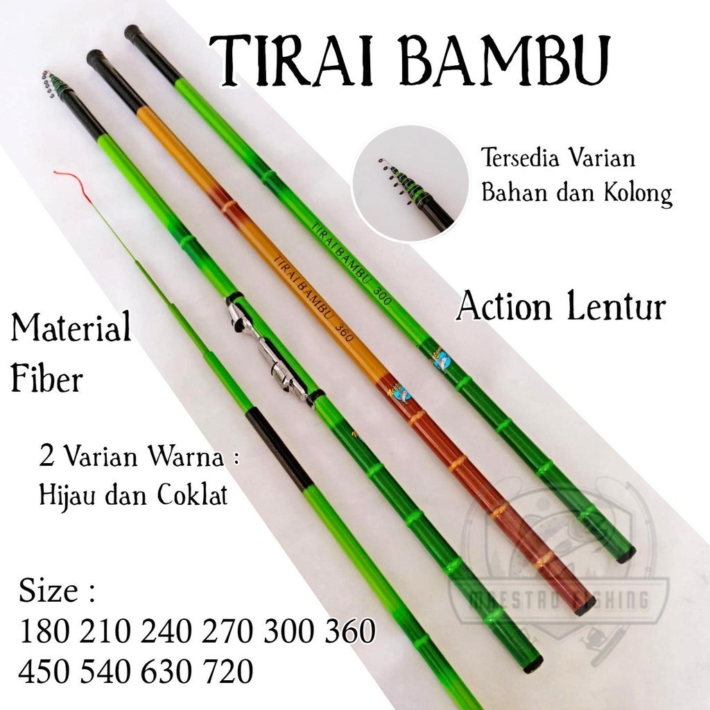 Neptuna Tirai Bambu Joran Tegek Kolong Ruas Panjang Bahan Fiber Action Lentur Tongkat Tangkai Pancin
