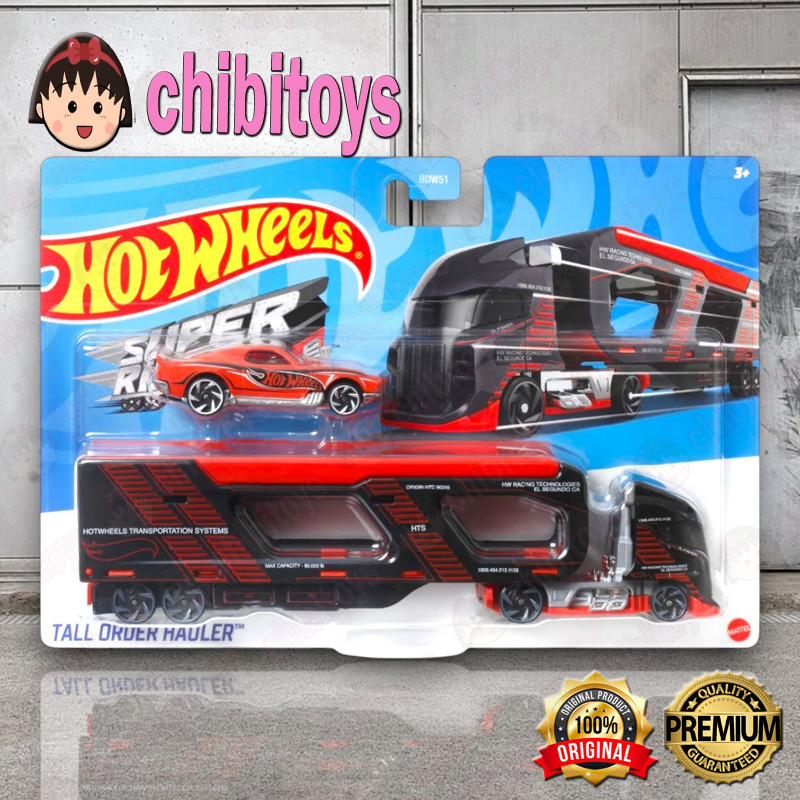 Hot Wheels Super Rigs Tall Order Hauler with BLVD Bruiser Diecast Transport Trailer Truck