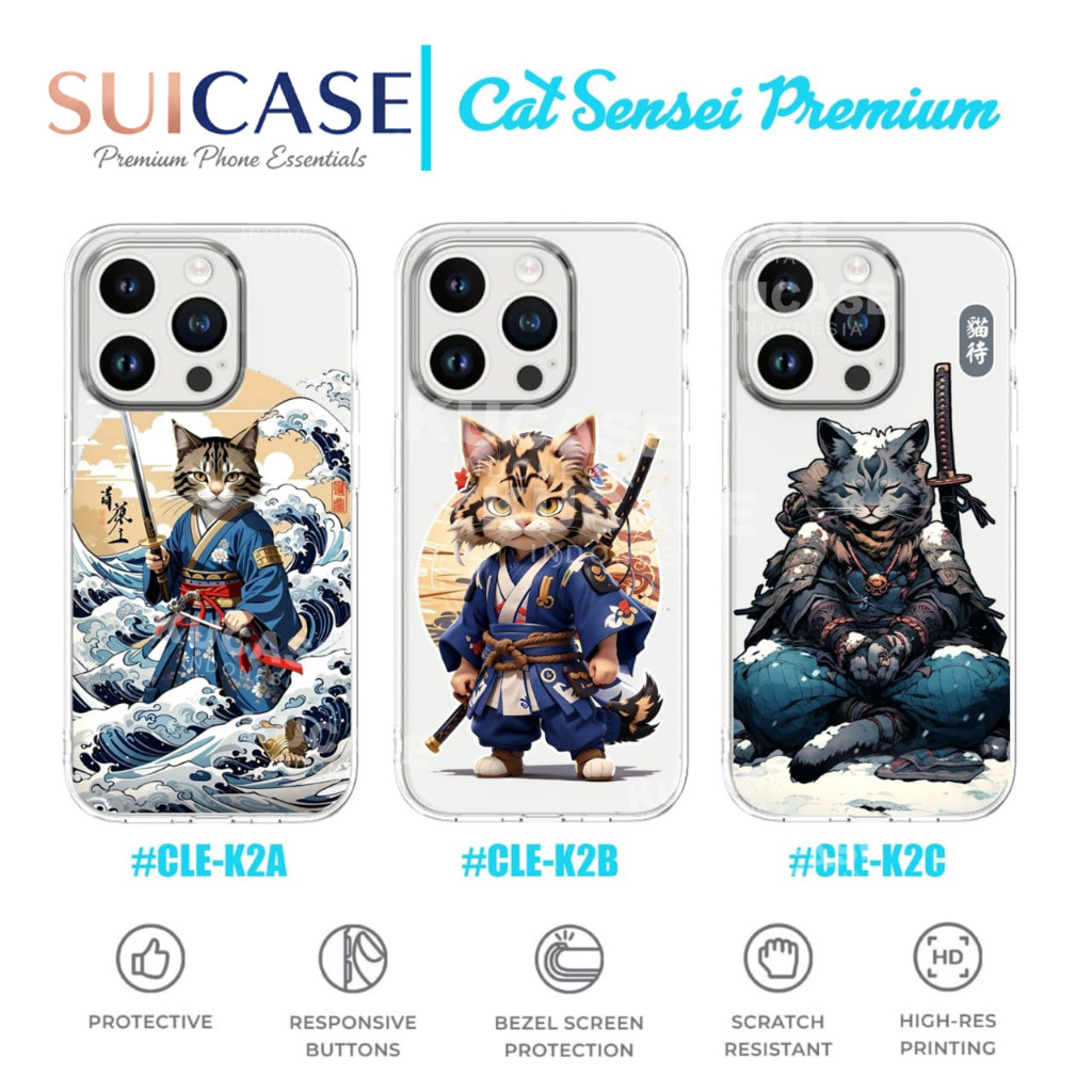 Suicase - Softcase Premium Clear Case Bening Transparan Motif Cat Sensei CLE-K2 Case Oppo A74 4G Opp