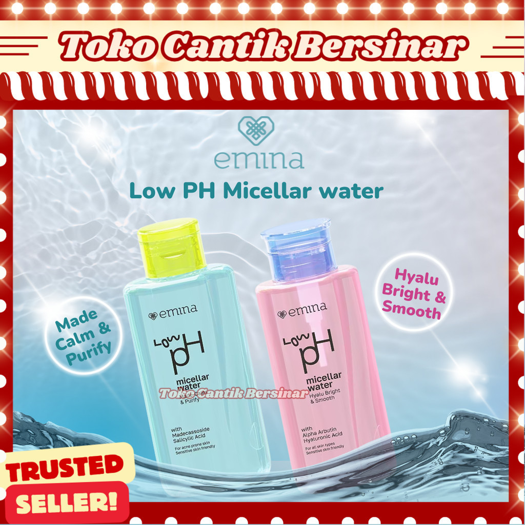 Emina Low pH Micellar Water HyaluBright & Smooth 300ml | Makeup Remover-Double Cleansing 100% Ori