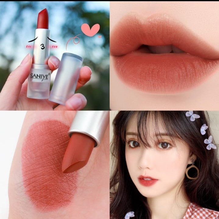 SANIYE 9 Warna Matte Lipstik Es Batu Tahan Air Bibir Kosmetik K2000 / Lipstick Saniye Matte