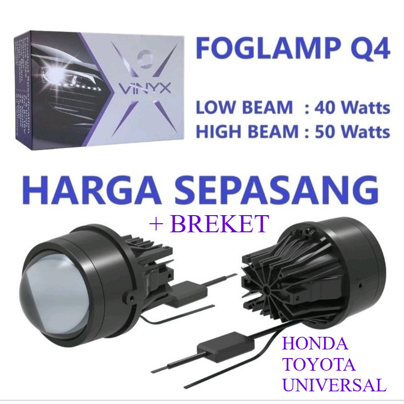 Foglamp mobil Projector Biled Vinyx Q4 3 inchi Purple Lens Premium 3 Warna Lampu Kabut Mobil Q4 doub