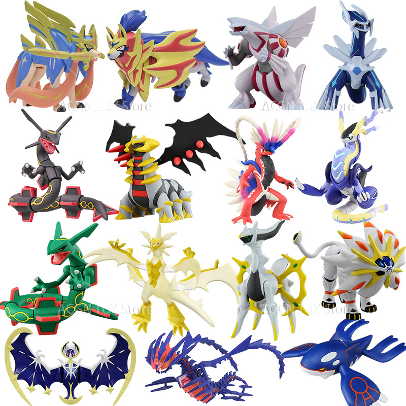 Original TOMY Pokemon Figure Zacian Zamazenta Reshiram Arceus Lunala Rayquaza Giratina Zygarde Palki
